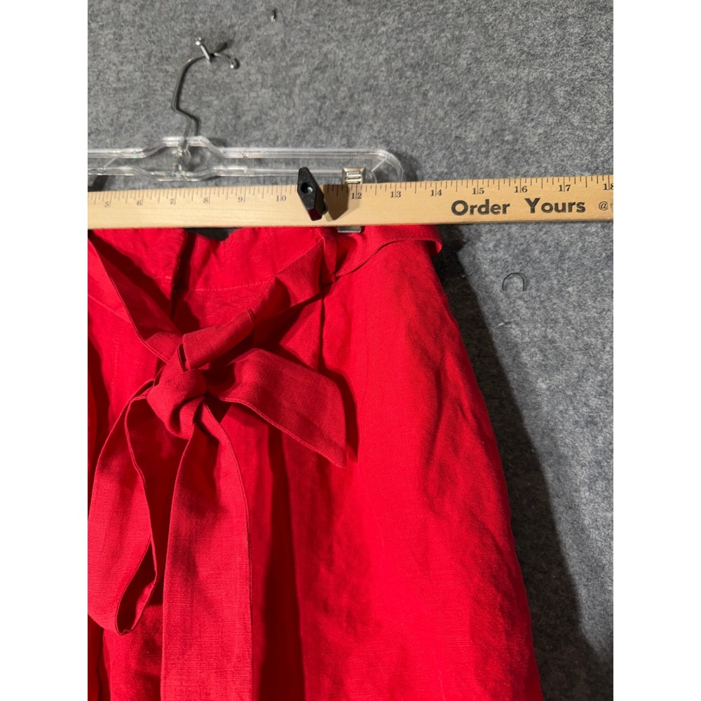 Ann Taylor Red Linen Blend High Waisted Paperbag Tie Belt Shorts Womens Size 2 - Picture 4 of 8